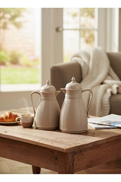 Reem 2-Piece Tea/Coffee Flask Set 0.7L & 1L Khaki