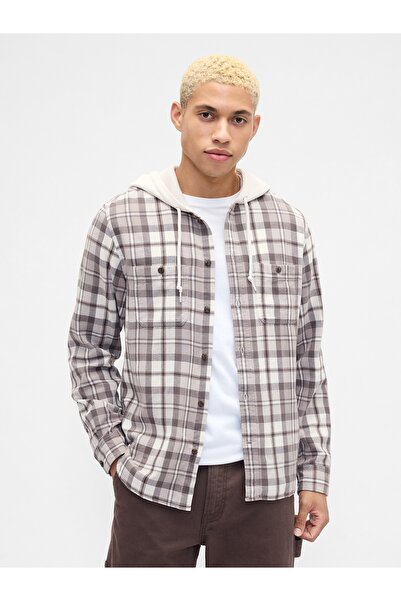 GAP Erkek Gri Standart Fit Oxford Gömlek