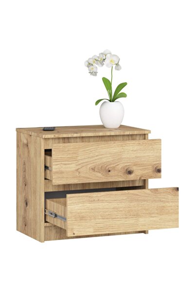 SERSIMO Chest of drawers with 2 drawers made of 16 mm laminated chipboard, 60x40x55 cm, artisan oak