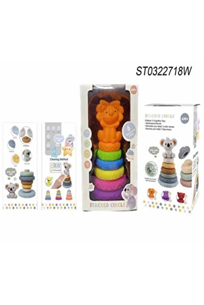 Generic لعبة بناء الأبراج الحسية الملونة للأطفال 6 أشهر فما فوق