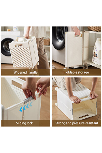Sinyin Laundry Hamper with Wheels Large Foldable Laundry Organizer & Storage Basket