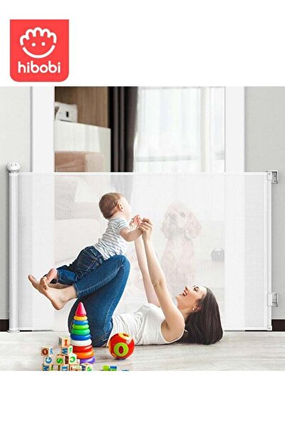hibobi Retractable Safety Gate 180×86cm, No Bottom Bar, One-Hand Lock, For Stairs, Hallways & Balconies