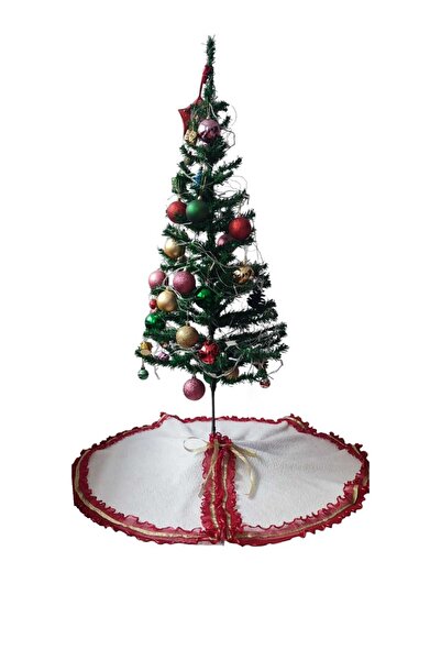 MODA NUR Yılbaşı Çam Ağacı Altı Örtüsü, Çam Ağacı Ayak Halısı Örtüsü, Beyaz R...