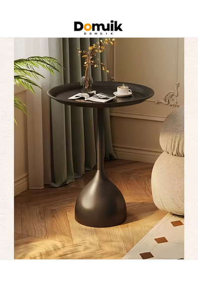 Domuik Coffee table, simple design round table, space saving coffee table, suitable for living room