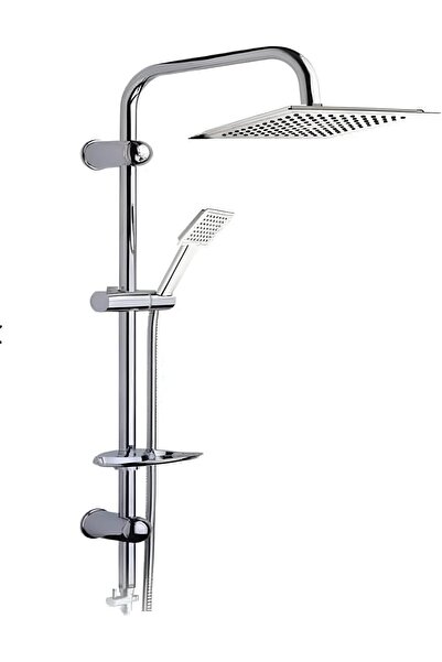 Generic Chrome Square Shower Set with Rain Shower Head and Handheld