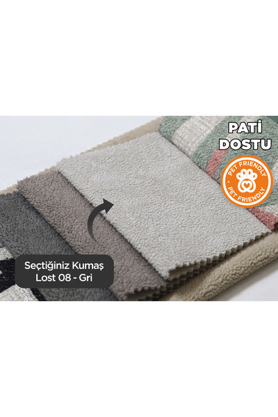 İstanbul Fabric Pati Dostu Döşemelik Kumaş | LOST 08 -Gri