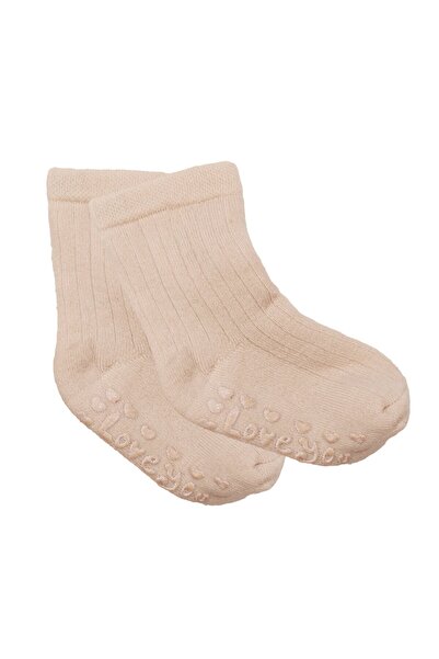 bebegen جوارب صوفية للجنسين باللون البيج مضادة للانزلاق