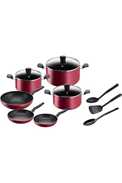 TEFAL Super Cook 12 pc set - Non-Stick, Thermo-Signal, Red (B460SC84)