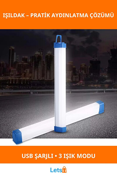 Letsii USB Şarjlı LED Aydınlatma Işıldak 3 Farklı Işık Modu
