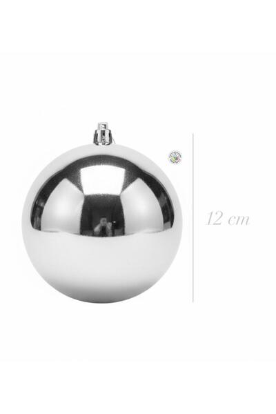 Partini Renklendir Gümüş Cici Top 12 cm Yılbaşı Süsü 1 Adet Silver Cici Top
