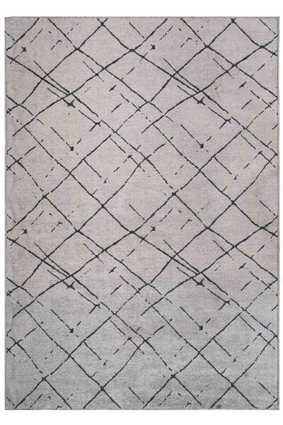 Lorente Home Moreno Viskon Woven Carpet Non-Slip Base Washable Gray Anthracite Living Room Carpet1700