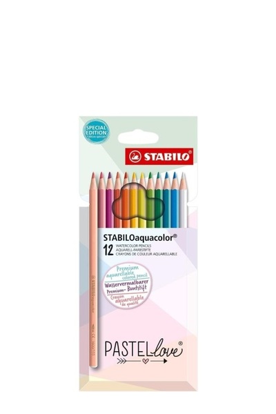 Stabilo Aquacolor pastellove colored pencils, 12 colors/set