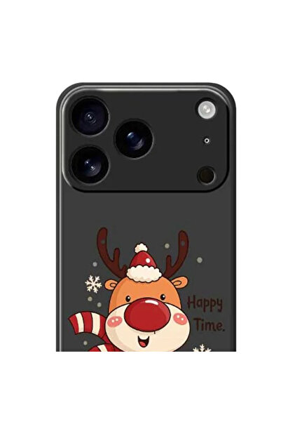 REDz Accessories Christmas Reindeer Case, Happy time, For iPhone 17 Pro Max, Camera protection, Silicone, Black