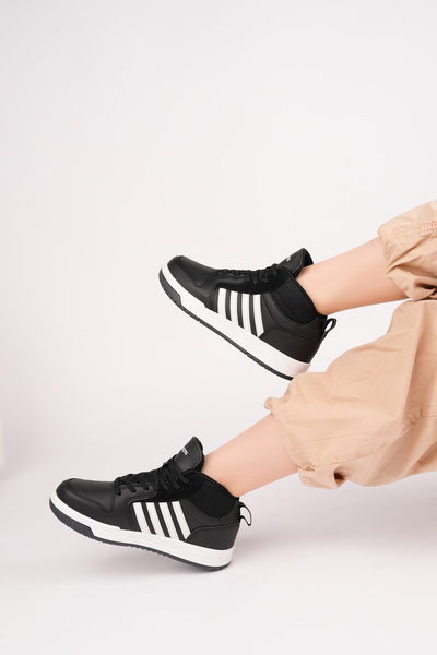 McDark Black and White Unisex High Top Snekaer Shoes