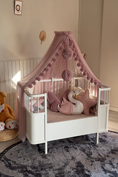 Pastelya Pastel Pembe Bebek Beşik Cibinliği Yumuşak Pürüzsüz Tül Sineklik Apa...