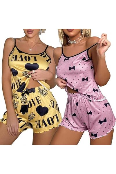 Margoun Sexy Women's Pajama Set - Two Piece Cami Top & Loose Shorts (T923)