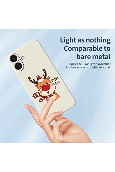 REDz Accessories Christmas Reindeer Case, Happy time, For iPhone 17, Camera protection, Silicone, Cream