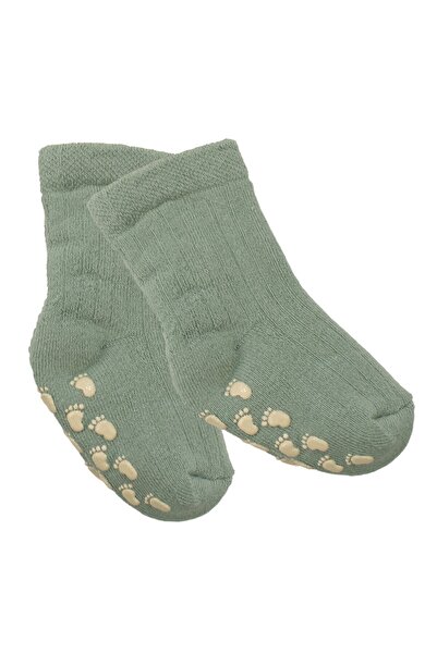 bebegen Unisex Su Yeşili Kaydırmaz Taban Polar Çorap