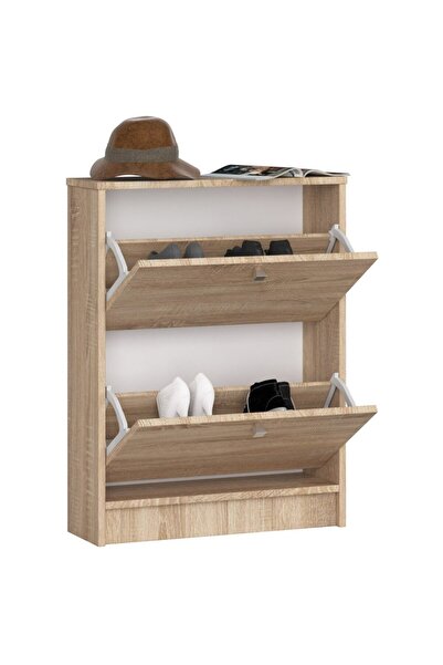 SERSIMO Shoe cabinet with 2 folding doors, 16 mm laminated chipboard, 60x20x80 cm, sonoma oak