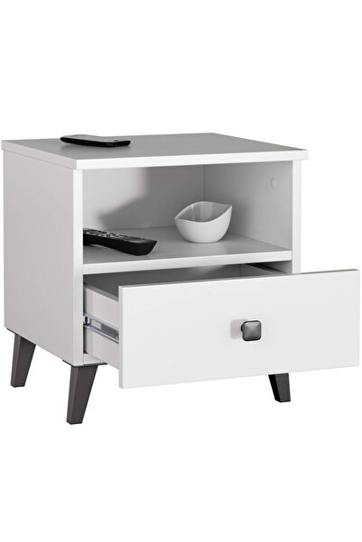 SERSIMO MOBI K01 chest of drawers with drawer and open shelf, 16 mm laminated, 40x37x43 cm, white and black