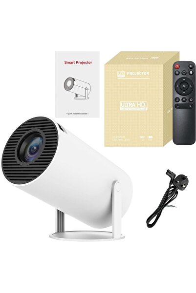 Zen Store جهاز عرض صغير يدعم 4K وWiFi6 وBT5.0 وAndroid 11 وKeystone 180 درجة قابل للدوران (أبيض، 160ANSI)