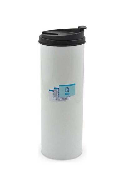 Lit كوب مزدوج الجدار مع غطاء مطبوع فيروس كمبيوتر، متعدد الألوان، 400 مل