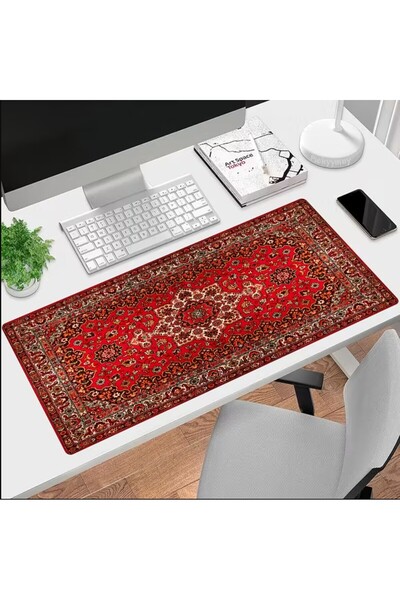 sgeteknoloji Sge Technology 90X40 cm Red Carpet Visual Anti-Slip Base Speed Surface Gamer Mouse Pad Gaming