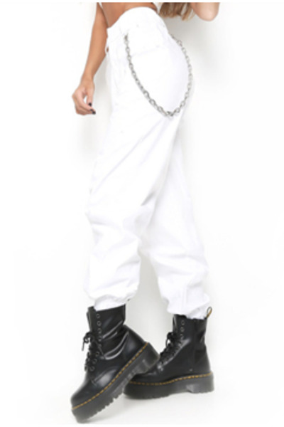 FridayIn Female Street style Solid color Basic fitness Trousers