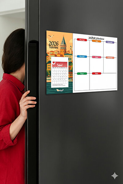 Tieni 2026 Takvimli | Buzdolabı Magnetli Haftalık Planlayıcı | Silinebilir Mı...