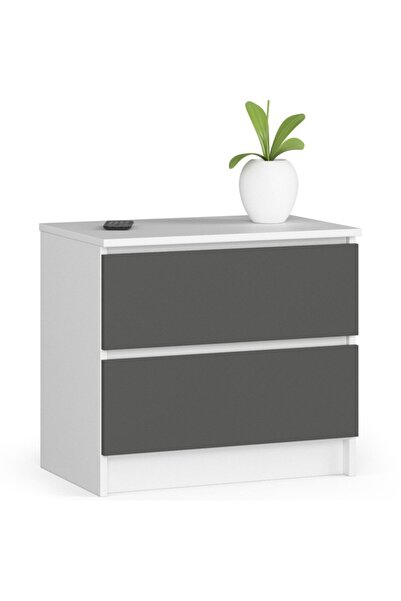 SERSIMO Chest of drawers with 2 drawers made of 16 mm laminated chipboard, 60x40x55 cm, white and gray