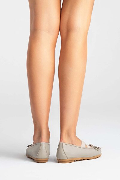 Zeynep Sıradağlı Polenia Women's Leather Ballerinas Gray