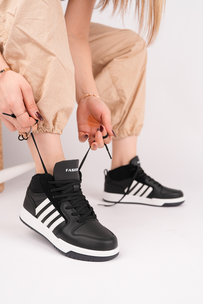 McDark Black and White Unisex High Top Snekaer Shoes