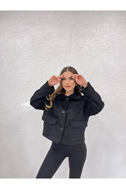 cottonage Short Suede Jacket with Pockets