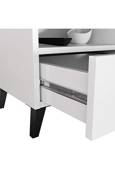 SERSIMO MOBI K01 chest of drawers with drawer and open shelf, 16 mm laminated, 40x37x43 cm, white and black