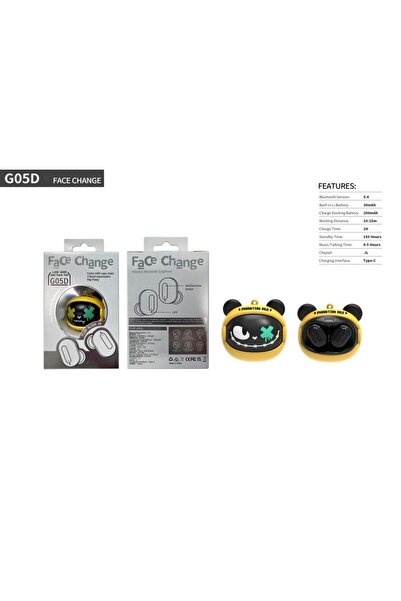Volkano G-05D Face Change Yellow Bear TWS Kulaklık