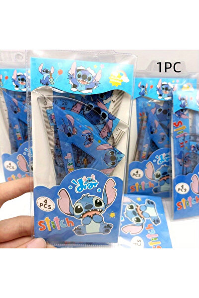 Generic Stitch Geometry Set - 4PCS Cartoon Ruler Set, Triangle Rulers, Protractor, Straight Ruler