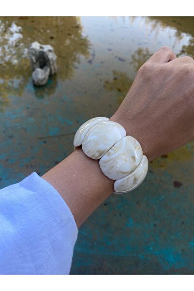 marseljewellery سوار مرن من عظم الكاحل بلون كريمي بيج