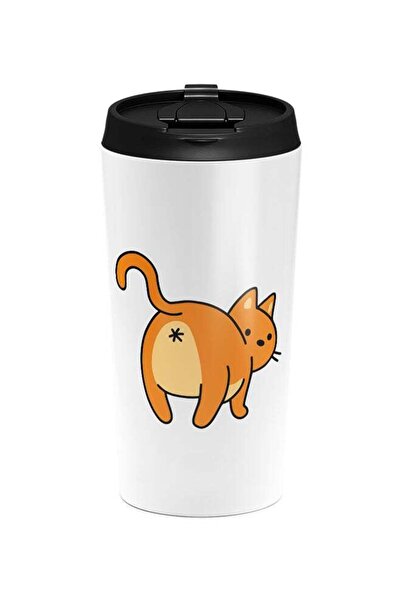 LOUD UNIVERSE Stainless Steel Cat Funny Kitty Cartoon Tumbler White 15cm