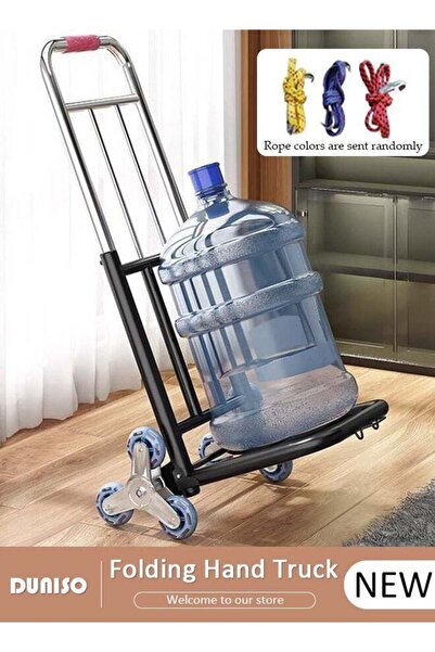 DOMEET Folding Hand Truck, Luggage Cart with Extendable Handle, Utility Dolly Platform Cart with 2 Stair