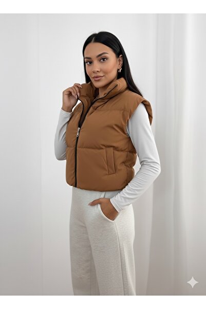 MONAMORE Women's Thick Padded Crop Puffer Vest