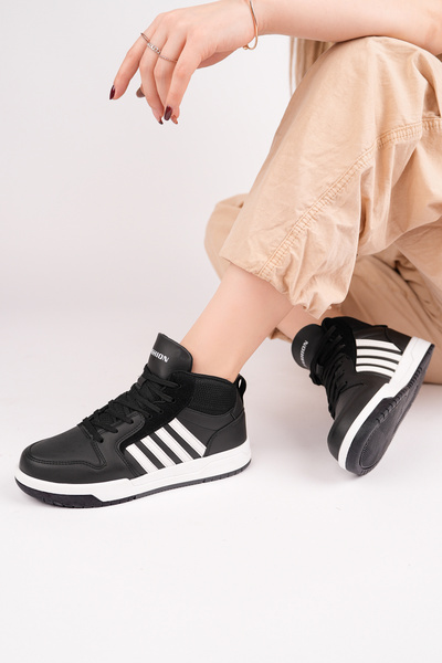 McDark Black and White Unisex High Top Snekaer Shoes