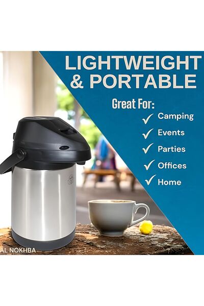Al Nokhba Premium Stainless Steel 4L Coffee/Tea Vacuum Flask, Keep Beverages Hot & cold for Hours