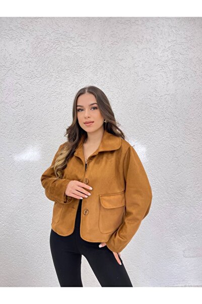 cottonage Short Suede Jacket with Pockets