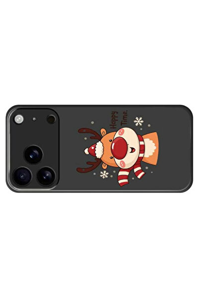 REDz Accessories Christmas Reindeer Case, Happy time, For iPhone 17 Pro Max, Camera protection, Silicone, Black