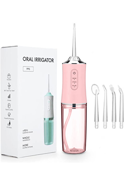 Arabest Water Flosser Cordless Dental Oral Irrigator with 4 Nozzle Tips and 3 Different Water Pressure Modes