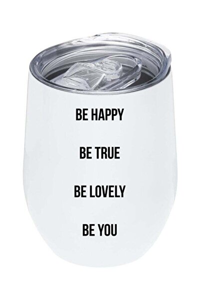 LOUD UNIVERSE كوب أبيض معزول ١٢ أونصة - اقتباس "كن سعيدًا وكن صادقًا"