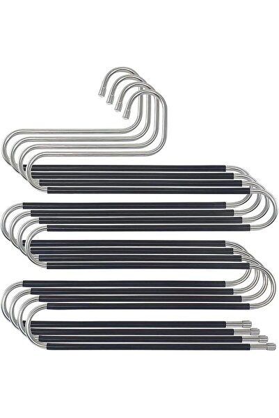 Arabest 4 Pack Pants Hangers, S Shaped Hanger Non Slip Clothes Hanger Space Saving for Jeans Trousers Slacks