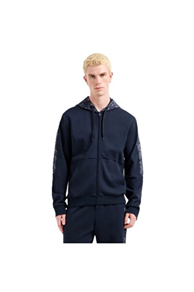 EA7 Men's M HOODIE FZ MONOGRAM PRINTED zip-up sweatshirt