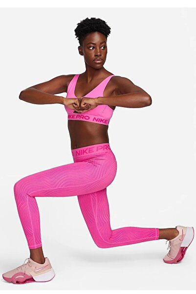Nike Γυναικείο κολάν προπόνησης με μεσαίο στήριγμα Pro Dri Fit, μήκους 7/8, με σχέδιο, ροζ