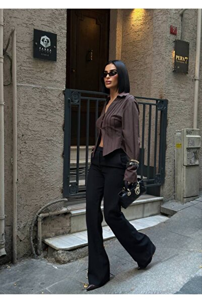 D'RECCY Women's Three Button Waist-Fastening Shirt